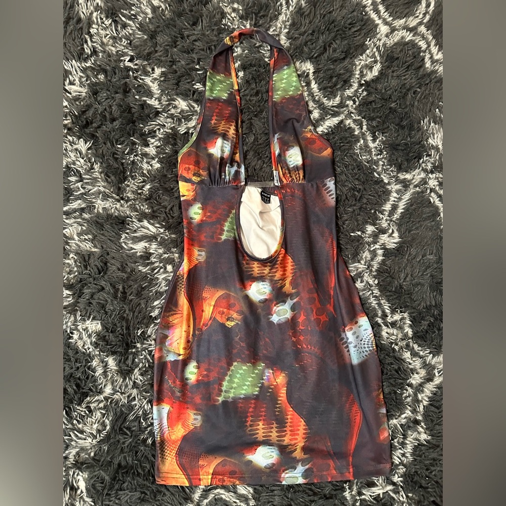 Multicolor Halter Bodycon Mini Dress